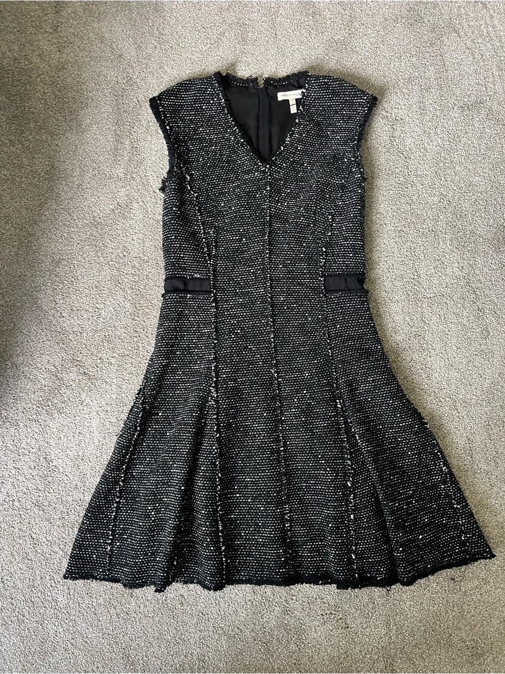 Rebecca Taylor Black Tweed Fit-and-Flare Mini Dress